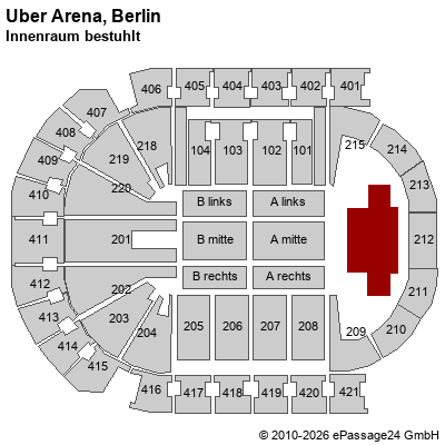 Saalplan Uber Arena, Berlin, Deutschland, Innenraum bestuhlt