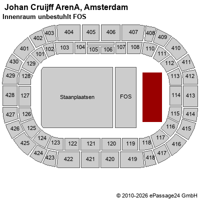 Saalplan  Johan Cruijff ArenA, Amsterdam, Niederlande, Innenraum unbestuhlt FOS