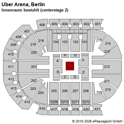 Saalplan Uber Arena, Berlin, Deutschland, Innenraum bestuhlt (centerstage 2)