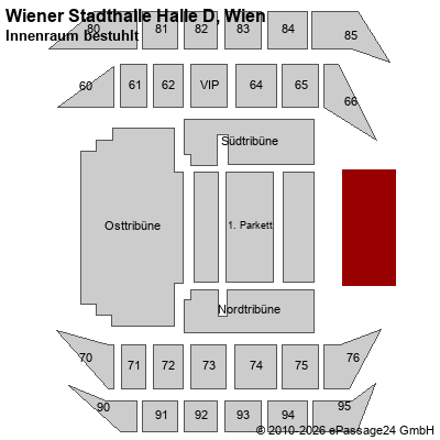 Saalplan Wiener Stadthalle Halle D, Wien, &Ouml;sterreich, Innenraum bestuhlt