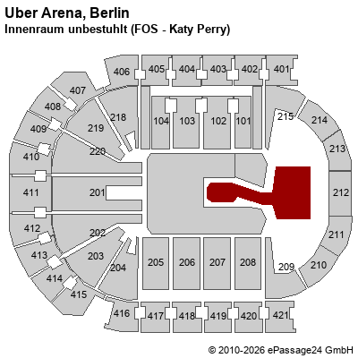 Saalplan Uber Arena, Berlin, Deutschland, Innenraum unbestuhlt (FOS - Katy Perry)