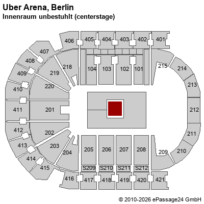 Saalplan Uber Arena, Berlin, Deutschland, Innenraum unbestuhlt (centerstage)