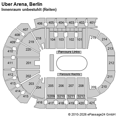 Saalplan Uber Arena, Berlin, Deutschland, Innenraum unbestuhlt (Reiten)