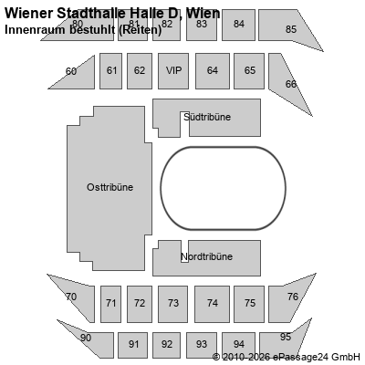 Saalplan Wiener Stadthalle Halle D, Wien, &Ouml;sterreich, Innenraum bestuhlt (Reiten)