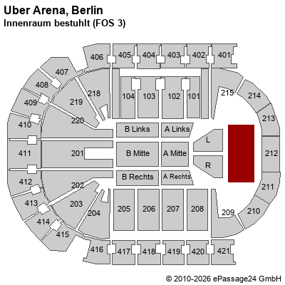 Saalplan Uber Arena, Berlin, Deutschland, Innenraum bestuhlt (FOS 3)