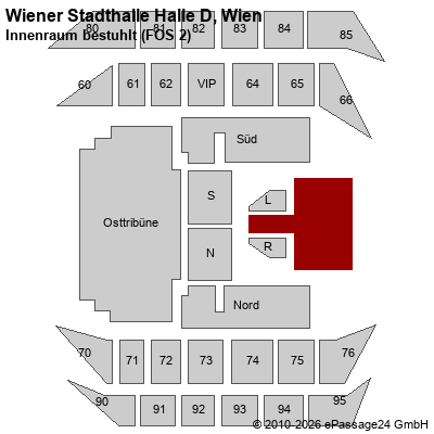 Saalplan Wiener Stadthalle Halle D, Wien, &Ouml;sterreich, Innenraum bestuhlt (FOS 2)