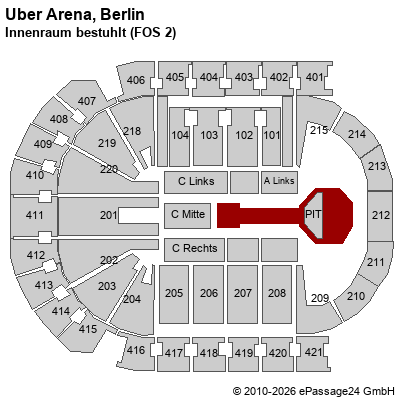 Saalplan Uber Arena, Berlin, Deutschland, Innenraum bestuhlt (FOS 2) 