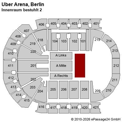 Saalplan Uber Arena, Berlin, Deutschland, Innenraum bestuhlt 2