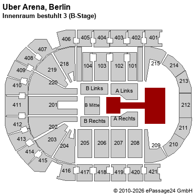 Saalplan Uber Arena, Berlin, Deutschland, Innenraum bestuhlt 3 (B-Stage)