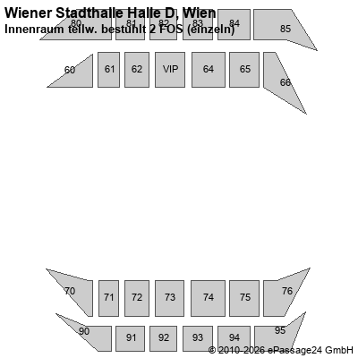 Saalplan Wiener Stadthalle Halle D, Wien, &Ouml;sterreich, Innenraum teilw. bestuhlt 2 FOS (einzeln)