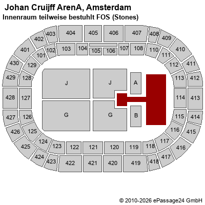 Saalplan  Johan Cruijff ArenA, Amsterdam, Niederlande, Innenraum teilweise bestuhlt FOS (Stones)