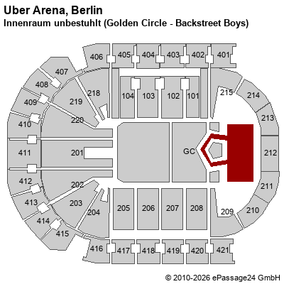 Saalplan Uber Arena, Berlin, Deutschland, Innenraum unbestuhlt (Golden Circle - Backstreet Boys)