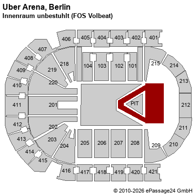 Saalplan Uber Arena, Berlin, Deutschland, Innenraum unbestuhlt (FOS Volbeat)