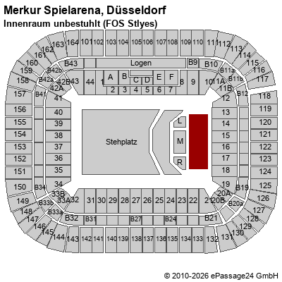 Saalplan Merkur Spielarena, D&uuml;sseldorf, Deutschland, Innenraum unbestuhlt (FOS Stlyes)