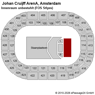 Saalplan  Johan Cruijff ArenA, Amsterdam, Niederlande, Innenraum unbestuhlt (FOS Stlyes)