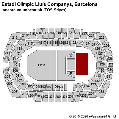 Saalplan Estadi Ol&iacute;mpic Llu&iacute;s Companys, Barcelona, Spanien, Innenraum unbestuhlt (FOS Stlyes)