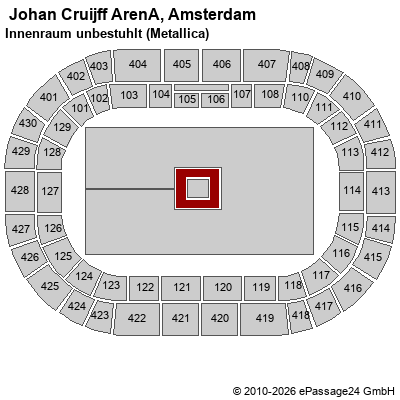 Saalplan  Johan Cruijff ArenA, Amsterdam, Niederlande, Innenraum unbestuhlt (Metallica)