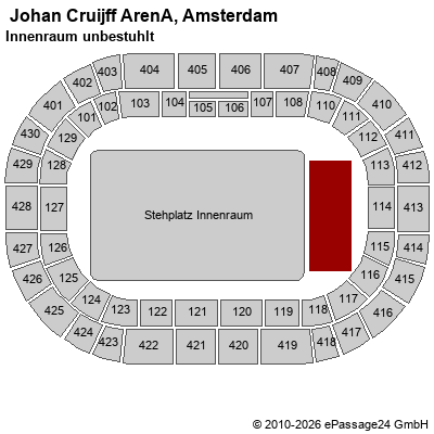 Saalplan  Johan Cruijff ArenA, Amsterdam, Niederlande, Innenraum unbestuhlt