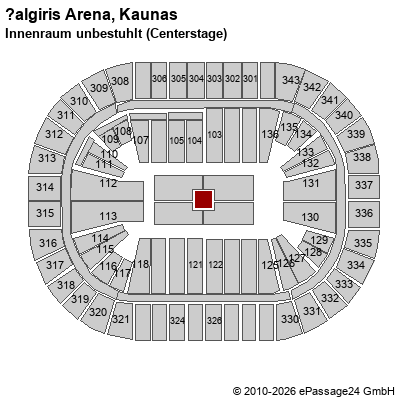 Saalplan Žalgiris Arena, Kaunas, Litauen, Innenraum unbestuhlt (Centerstage)