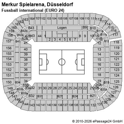Saalplan Merkur Spielarena, D&uuml;sseldorf, Deutschland, Fussball international (EURO 24)