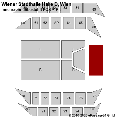 Saalplan Wiener Stadthalle Halle D, Wien, &Ouml;sterreich, Innenraum unbestuhlt FOS + Pit
