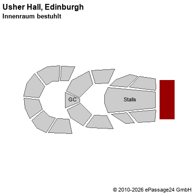 Saalplan Usher Hall, Edinburgh, Gro&szlig;britannien, Innenraum bestuhlt