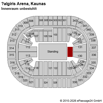 Saalplan Žalgiris Arena, Kaunas, Litauen, Innenraum unbestuhlt