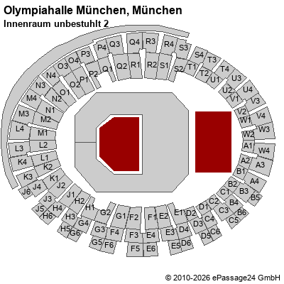 Saalplan Olympiahalle M&uuml;nchen, M&uuml;nchen, Deutschland, Innenraum unbestuhlt 2