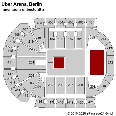 Saalplan Uber Arena, Berlin, Deutschland, Innenraum unbestuhlt 2