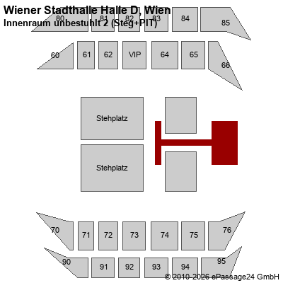 Saalplan Wiener Stadthalle Halle D, Wien, &Ouml;sterreich, Innenraum unbestuhlt 2 (Steg+PIT)