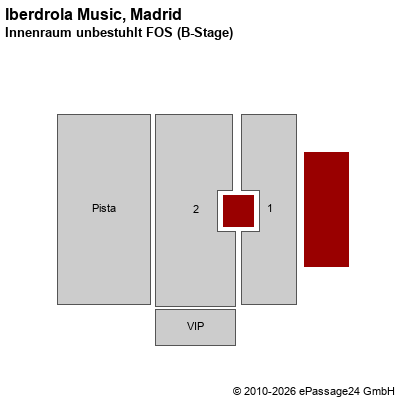 Saalplan Iberdrola Music, Madrid, Spanien, Innenraum unbestuhlt FOS (B-Stage)