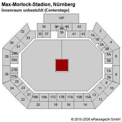 Saalplan Max-Morlock-Stadion, N&uuml;rnberg, Deutschland, Innenraum unbestuhlt (Centerstage)