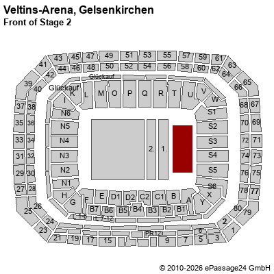 Saalplan Veltins-Arena, Gelsenkirchen, Deutschland, Front of Stage 2