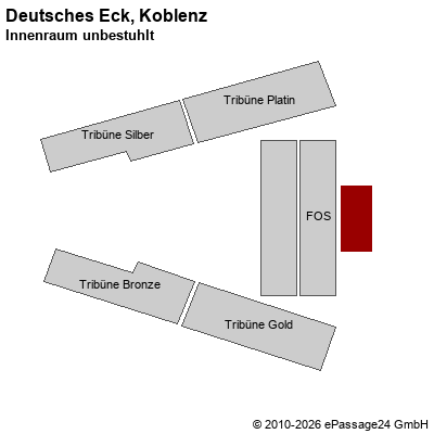 Saalplan Deutsches Eck, Koblenz, Deutschland, Innenraum unbestuhlt