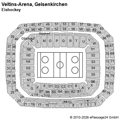 Saalplan Veltins-Arena, Gelsenkirchen, Deutschland, Eishockey