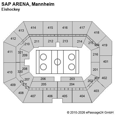Saalplan SAP ARENA, Mannheim, Deutschland, Eishockey
