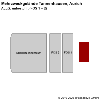 Saalplan Mehrzweckgel&auml;nde Tannenhausen, Aurich, Deutschland, ALLG: unbestuhlt (FOS 1 + 2)