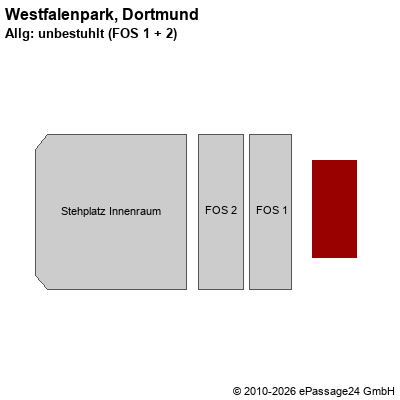 Saalplan Westfalenpark, Dortmund, Deutschland, Allg: unbestuhlt (FOS 1 + 2)