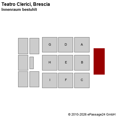 Saalplan Teatro Clerici, Brescia, Italien, Innenraum bestuhlt