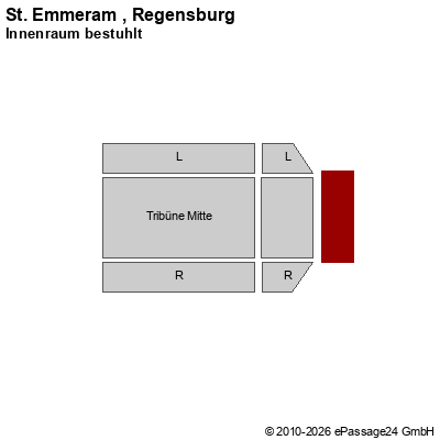 Saalplan St. Emmeram , Regensburg, Deutschland, Innenraum bestuhlt