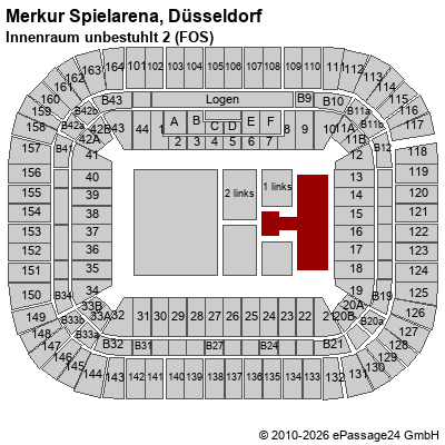Saalplan Merkur Spielarena, D&uuml;sseldorf, Deutschland, Innenraum unbestuhlt 2 (FOS)