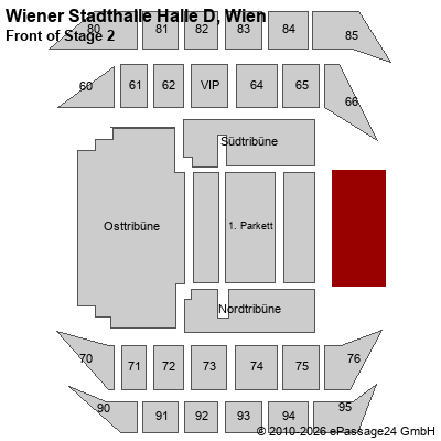Saalplan Wiener Stadthalle Halle D, Wien, &Ouml;sterreich, Front of Stage 2