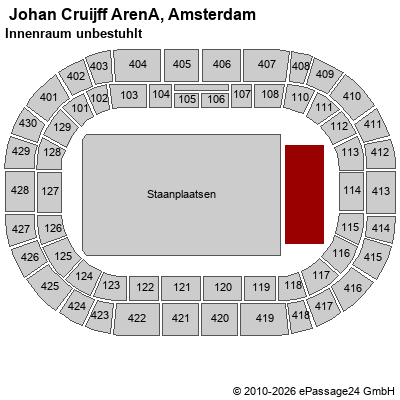 Saalplan  Johan Cruijff ArenA, Amsterdam, Niederlande, Innenraum unbestuhlt