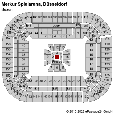 Saalplan Merkur Spielarena, D&uuml;sseldorf, Deutschland, Boxen
