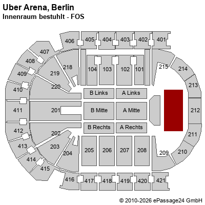 Saalplan Uber Arena, Berlin, Deutschland, Innenraum bestuhlt - FOS