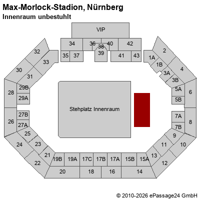 Saalplan Max-Morlock-Stadion, N&uuml;rnberg, Deutschland, Innenraum unbestuhlt