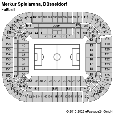 Saalplan Merkur Spielarena, D&uuml;sseldorf, Deutschland, Fu&szlig;ball