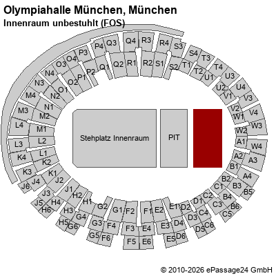 Saalplan Olympiahalle M&uuml;nchen, M&uuml;nchen, Deutschland, Innenraum unbestuhlt (FOS)