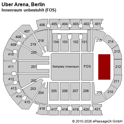 Saalplan Uber Arena, Berlin, Deutschland, Innenraum unbestuhlt (FOS)
