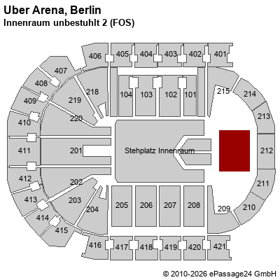 Saalplan Uber Arena, Berlin, Deutschland, Innenraum unbestuhlt 2 (FOS)